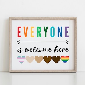 Everyone is Welcome Here, All Are Welcome Here Sign, Safe Space Poster, Safe Space Sign, Classroom Posters, Diversity Poster, Inclusive image 6