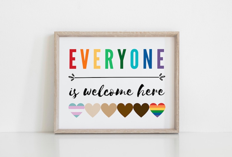 Everyone is Welcome Here, All Are Welcome Here Sign, Safe Space Poster, Safe Space Sign, Classroom Posters, Diversity Poster, Inclusive image 6