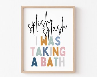 Kids Bathroom Print: Splish Splash, Colorful Typography (Digital Download)