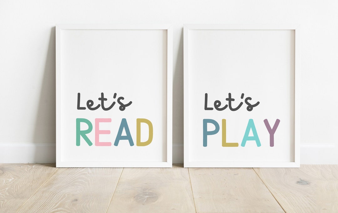 Buy Let's Read Let's Play Set of Two, Playroom Wall Art, Playroom ...