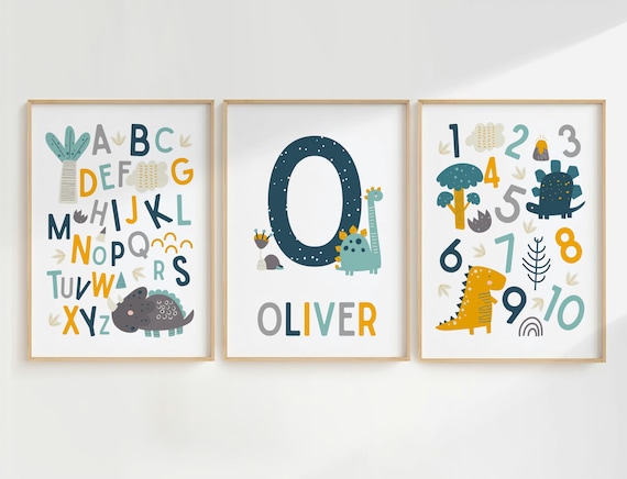 Dinosaur Wall Art, Dino Name Print, Dinosaur Theme Nursery, Baby Name Print, Personalized Name, Nursery Prints, Kids Decor, Toddler, Custom