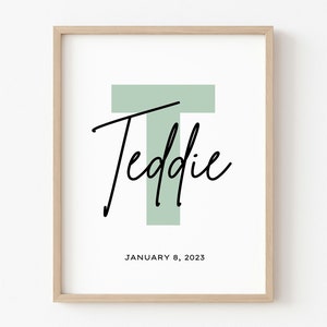 Custom Baby Name Nursery Print: Monogram Initial (Digital Download)