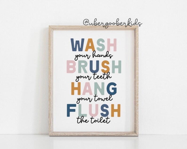 Kids Shared Bathroom Art Bathroom Wall Prints Set of 3 Wash Etsy