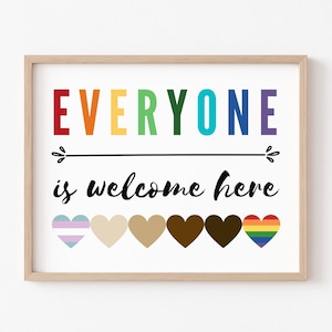 Everyone is Welcome Here, Printable Wall Art, Diversity, Classroom Poster, Inclusion, Educational, Digital Art, Inclusion, Diversity Sign