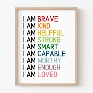 Bathroom Affirmation Print, Kids Bathroom Decor, Positive Affirmations, Gender Neutral, Rainbow Bathroom Art, Childs Room Decor, Printable