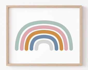 Pastel Rainbow Print: Kids Bathroom Wall Art (Digital Download)