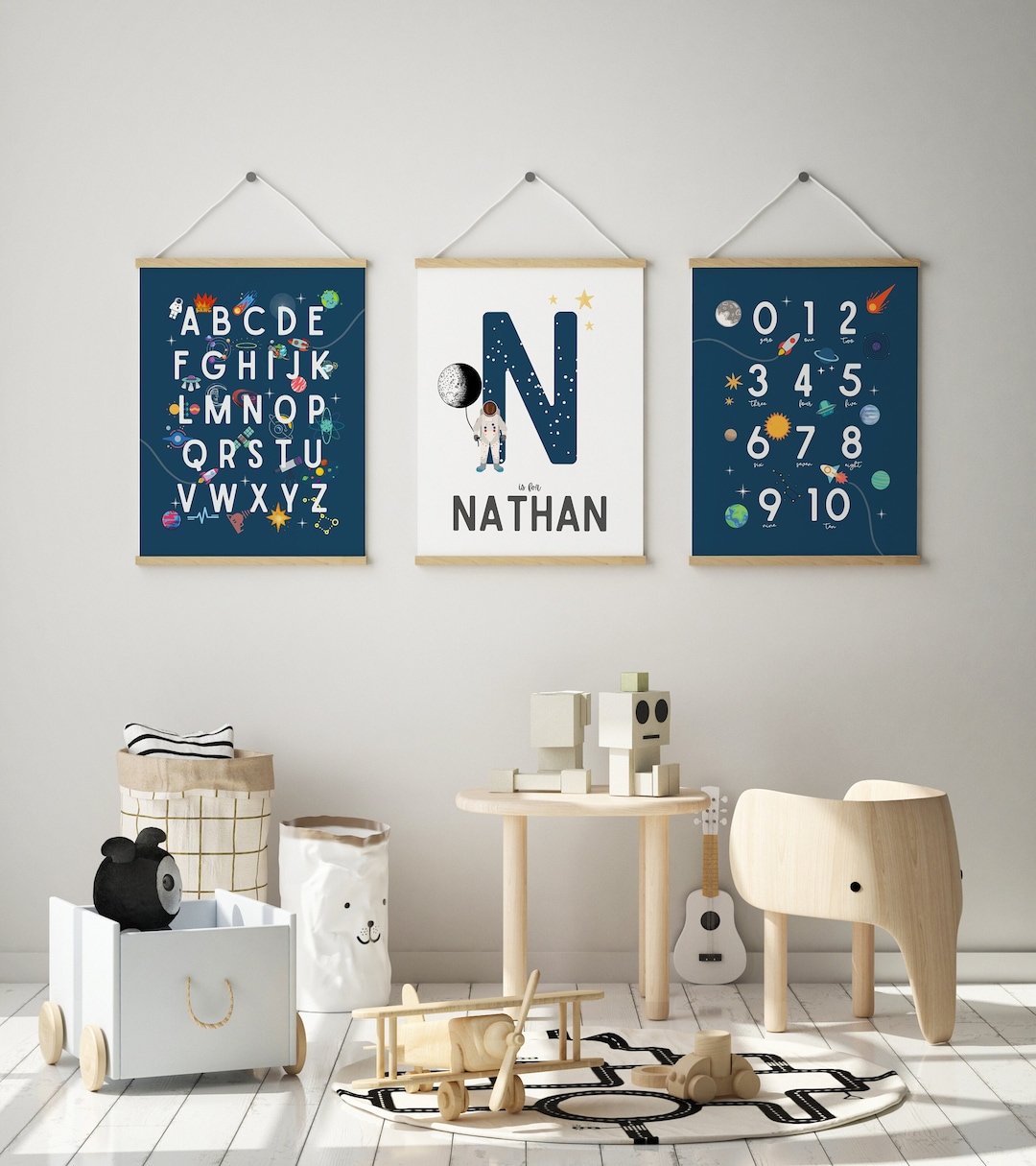 Space Wall Art Set of 3, Printable Space Poster, Space Themed Nursery ...