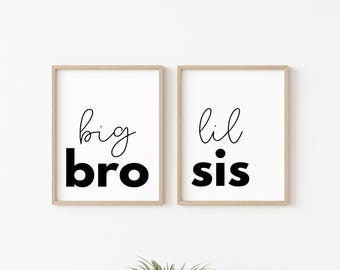 Big Bro Lil Sis Prints: Minimalist Kids Room Decor, DUTY FREE