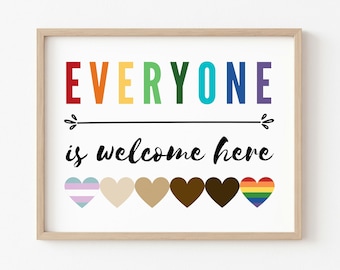 Everyone is Welcome Here, Printable Wall Art, Diversity, Classroom Poster, Inclusion, Educational, Digital Art, Inclusion, Diversity Sign
