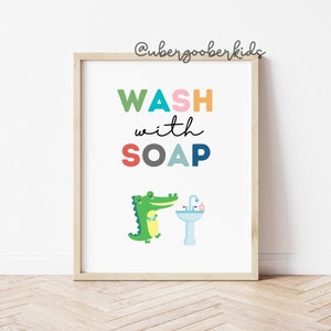 Sea Animals Bathroom Set, Bathroom Wall Prints, Set of 4, Wipe Your Bum, Flush The Toilet, Kids Bathroom Decor, Children's Bathroom Wall Art image 5