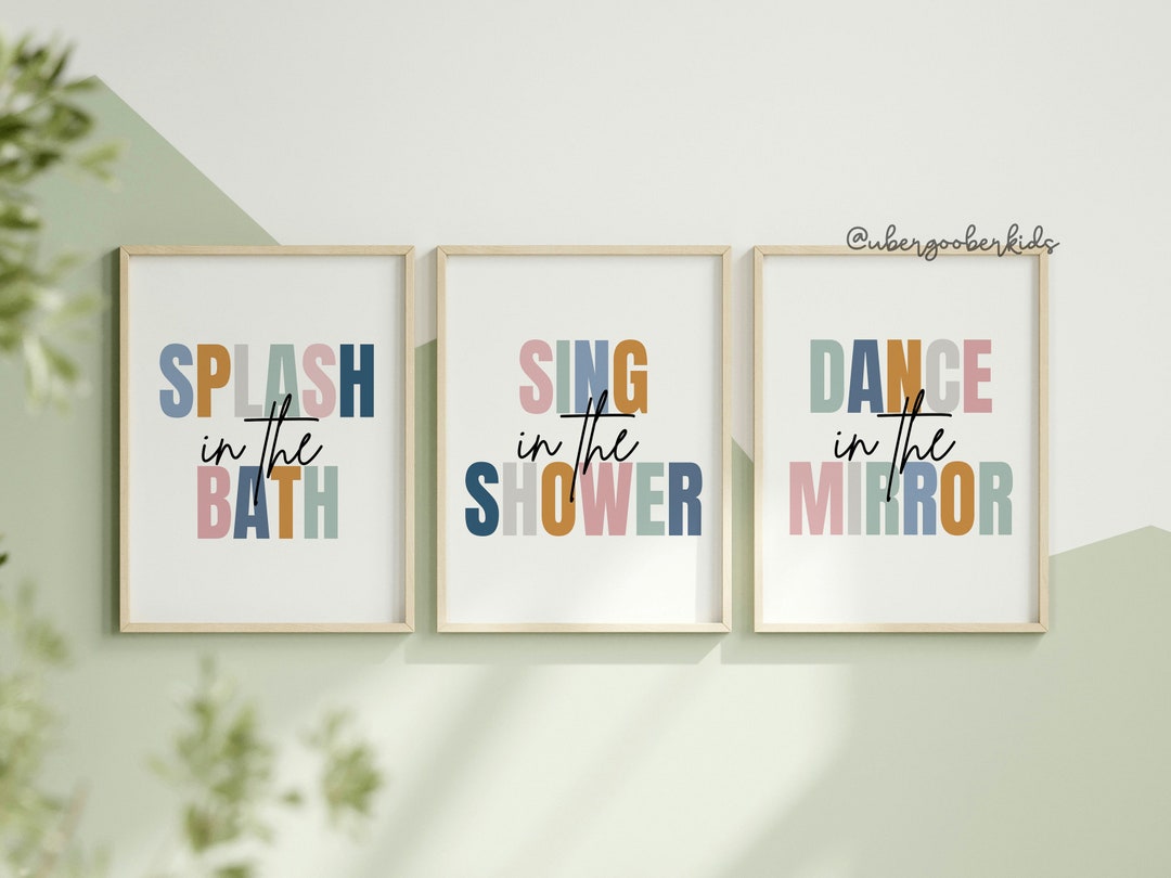 Kids Bathroom Decor, Shared Bathroom Wall Prints, Set of 3, Splash in