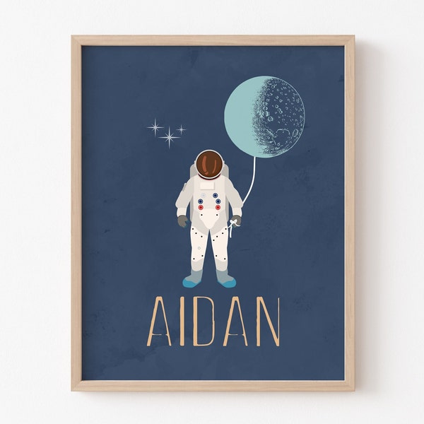 Space Wall Art, Space Name Print, Space Theme Nursery, Baby Name Print, Watercolor, Astronaut, Nursery Prints, Kids Decor, Toddler, Custom