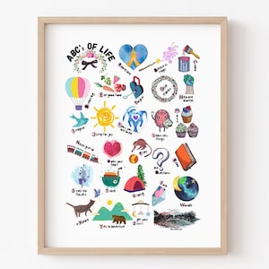 ABC Poster, Printable Wall Art, Nursery Prints, Kids, Nursery Decor, Classroom Poster, Abcs of life, Wellness, Watercolor, Baby, Educational