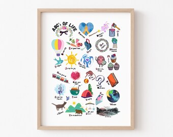 ABC Poster, Printable Wall Art, Nursery Prints, Kids, Nursery Decor, Classroom Poster, Abcs of life, Wellness, Watercolor, Baby, Educational