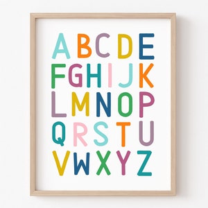 Rainbow ABC Poster, Alphabet Print, Playroom Decor, Nursery Print, Educational Art, Classroom Wall Art, Alphabet Wall Art, Playroom Poster