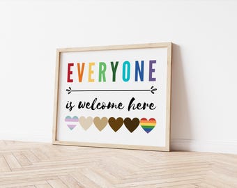 Everyone is Welcome Here, All Are Welcome Here Sign, Safe Space