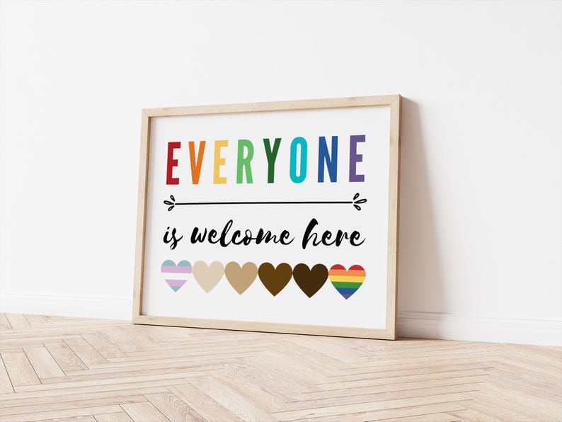 Everyone is Welcome Here, All Are Welcome Here Sign, Safe Space Poster, Safe Space Sign, Classroom Posters, Diversity Poster, Inclusive image 4