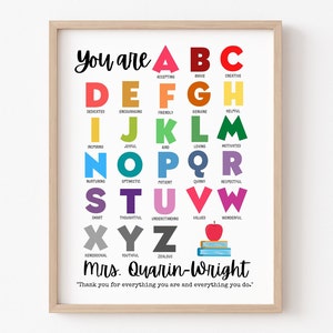 Teacher Gift, Personalized Teacher Gift, Teacher Appreciation Gift, Daycare Teacher Gift, Thank you Gift, Christmas Gift, Affirmations Print