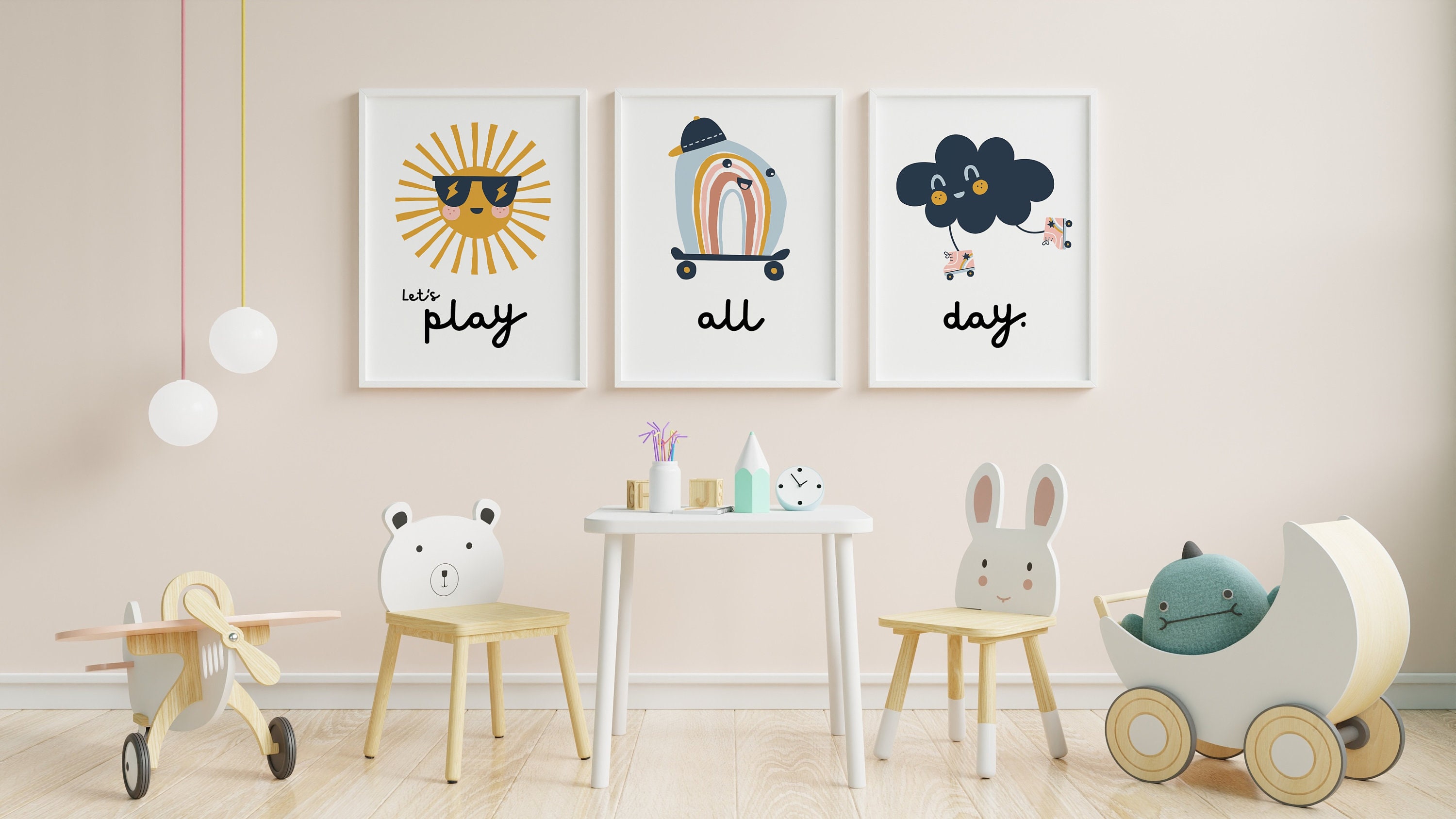 Playroom Wall Art Set of 3 Nursery Posters Toddler Wall Art Etsy