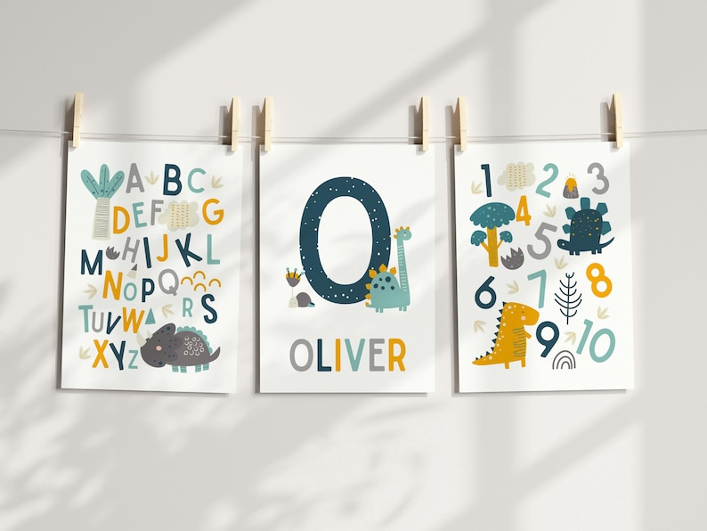 Dinosaur Wall Art, Dino Name Print, Dinosaur Theme Nursery, Baby Name Print, Personalized Name, Nursery Prints, Kids Decor, Toddler, Custom image 7