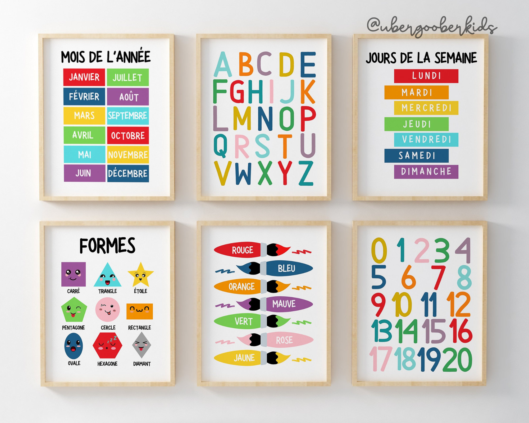 Playroom Wall Art Set Set of 6 French Educational Prints - Etsy México