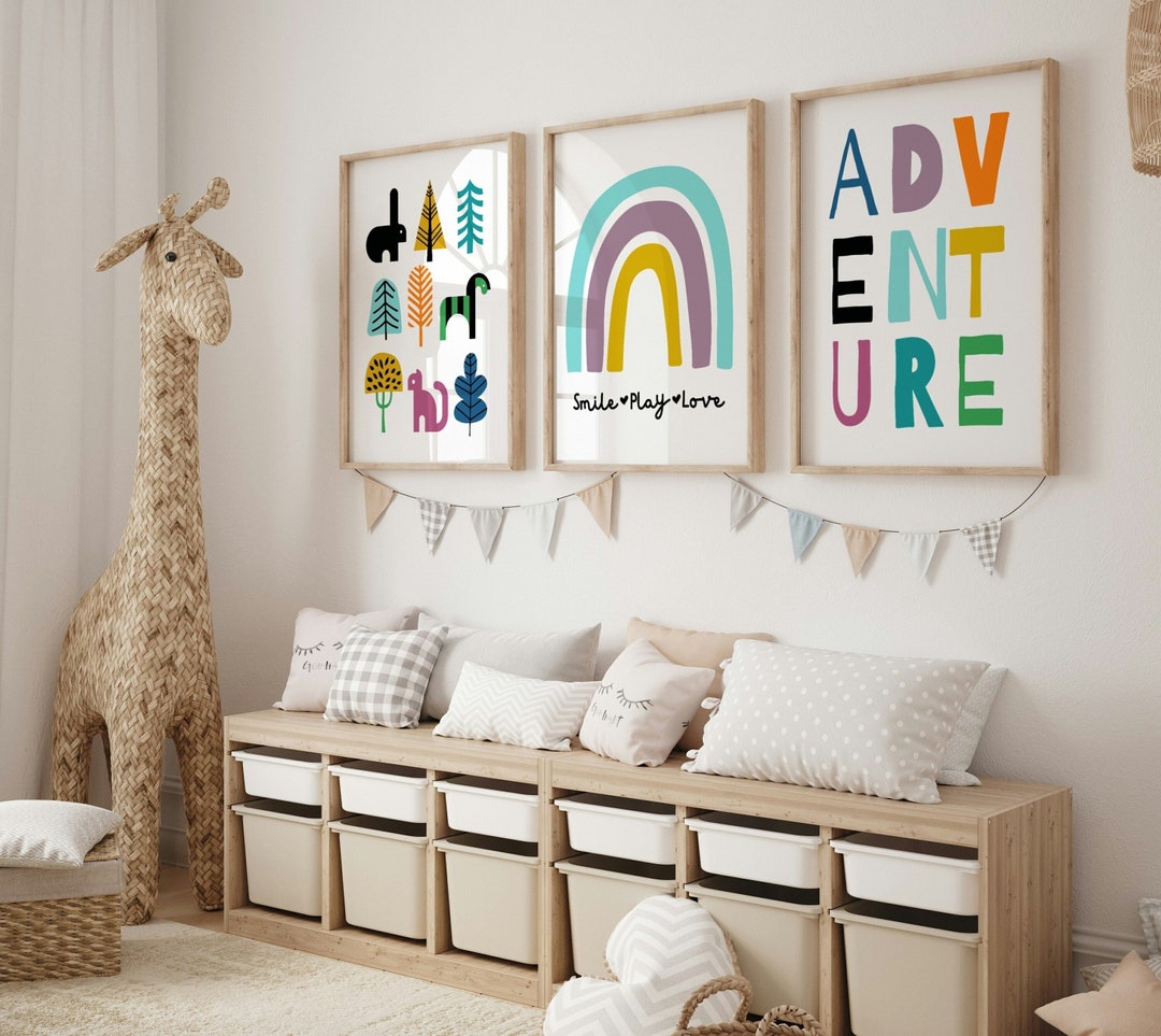Playroom Wall Art Set of 3, Nursery Posters, Toddler Wall Art, Nursery ...