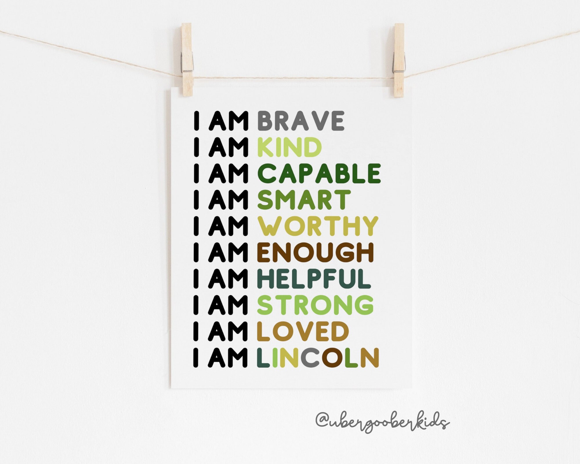 Kids Room Printable Art Affirmations for Kids Affirmation - Etsy