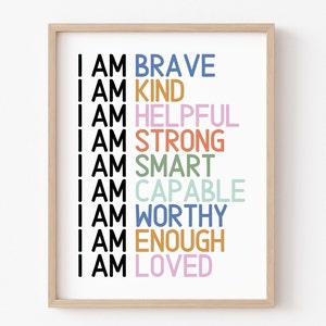 Bathroom Affirmation Print, Kids Bathroom Decor, Positive Affirmations, Gender Neutral, Rainbow Bathroom Art, Childs Room Decor, Printable