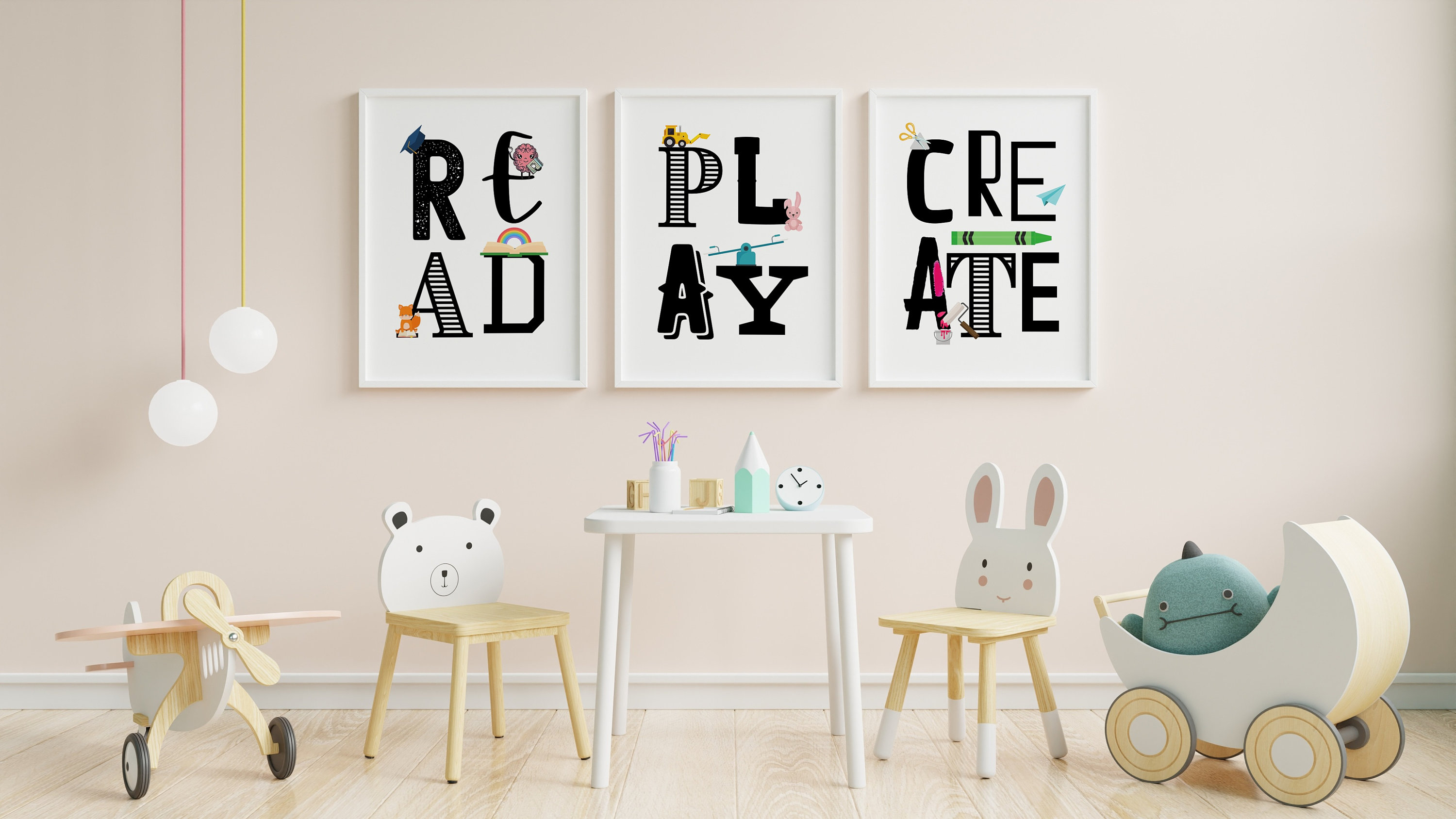 Playroom Wall Art Set of 3 Prints Playroom Posters Playroom Etsy