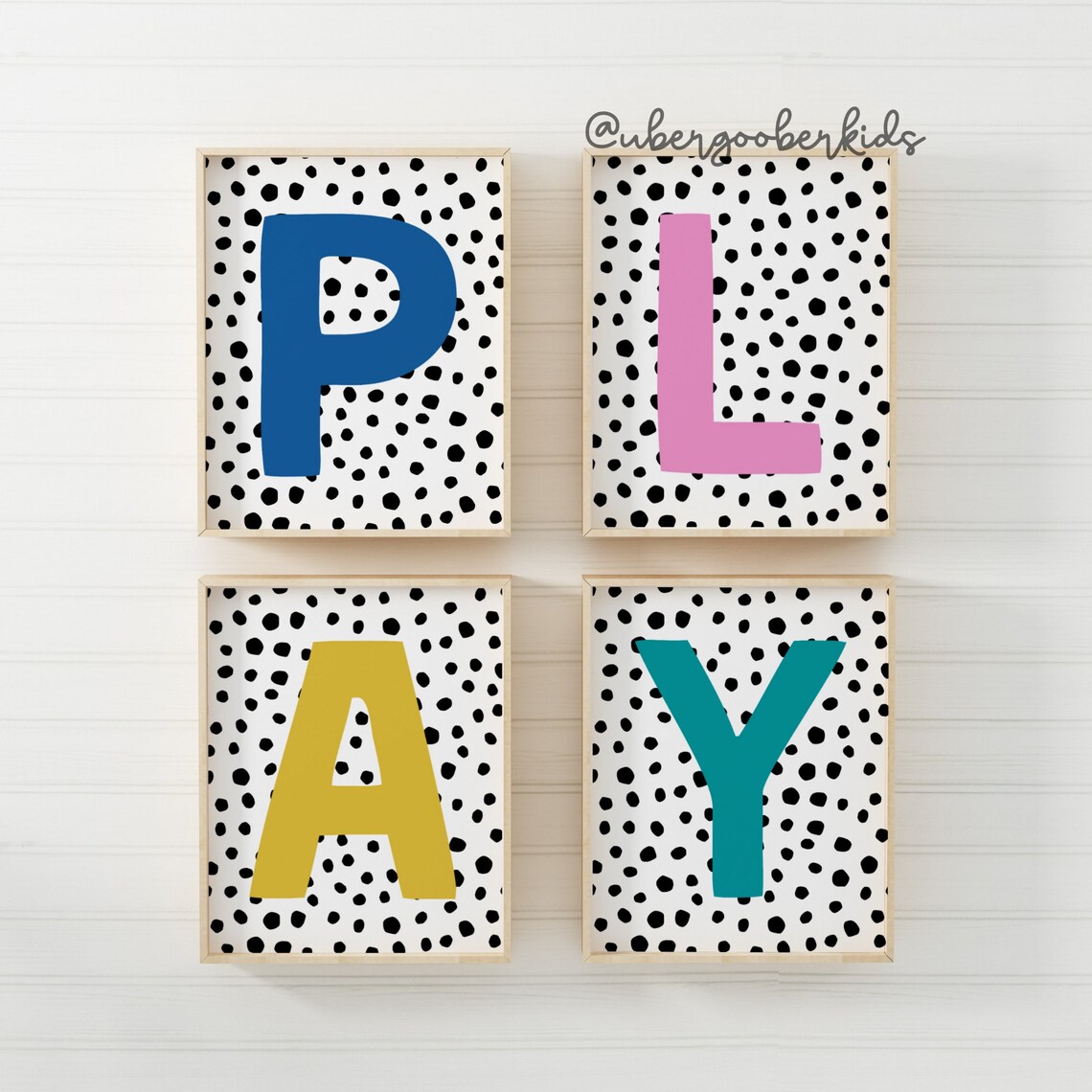 Play Letters Wall Art Set of Four Playroom Wall Decor - Etsy