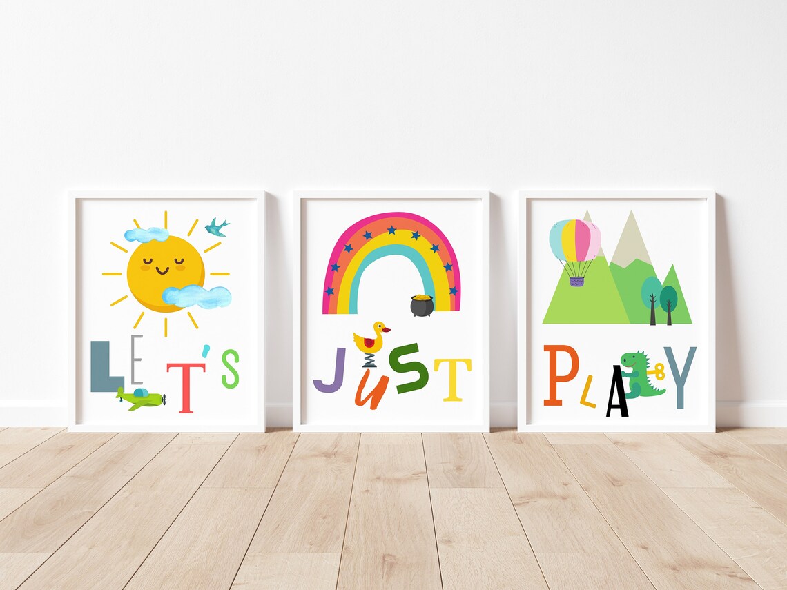 Printable Playroom Wall Art Set of 3 Toddler Nursery Prints Etsy