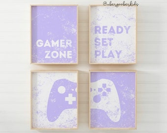 Commande numérique personnalisée, fichiers d'impression 16 x 20, lot de quatre Gamer violet personnalisé, usage personnel uniquement