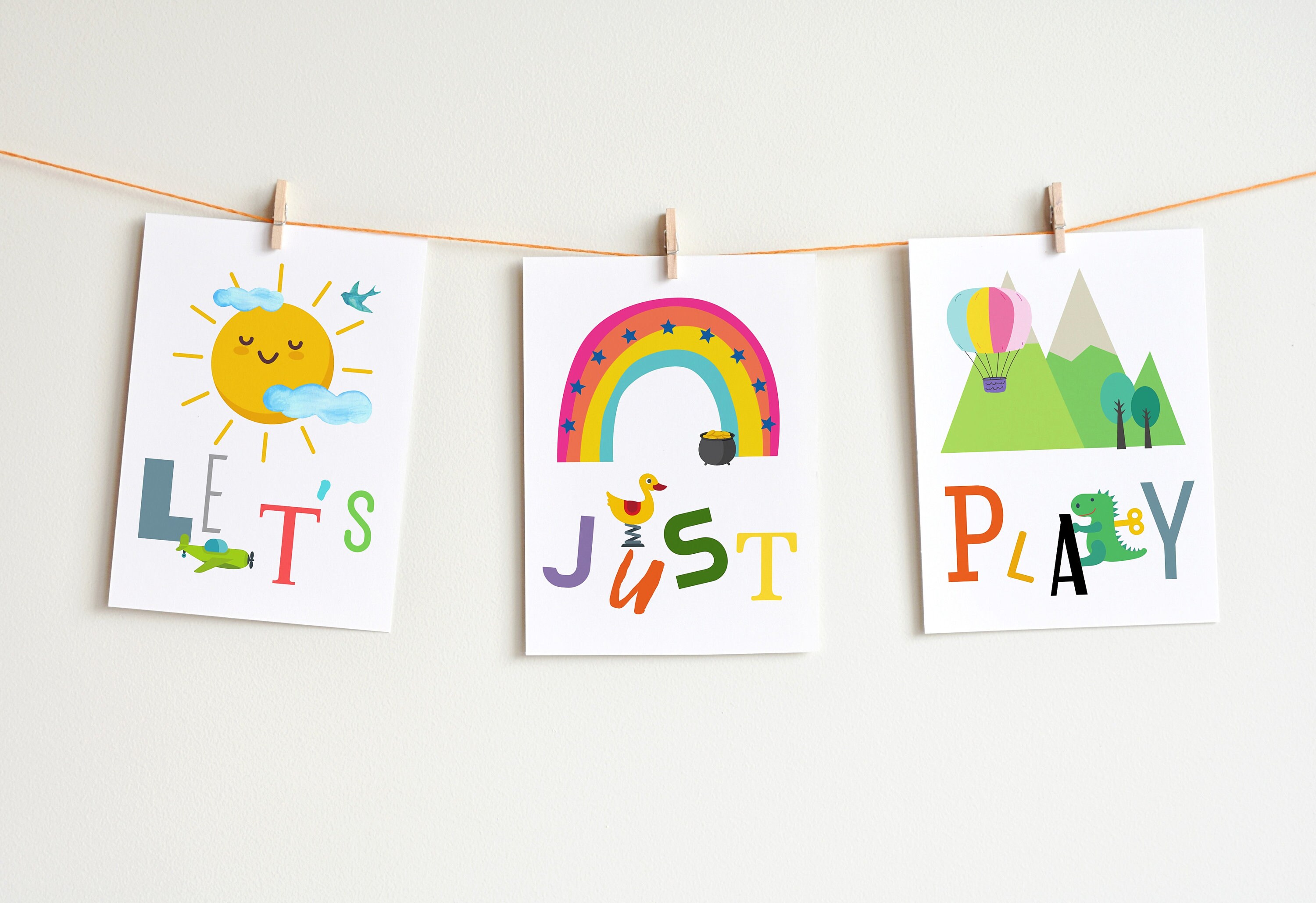 Playroom Wall Art Set of 3 Nursery Posters Toddler Wall Art Etsy