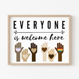 Printable Wall Art, Everyone Welcome, Diversity, Classroom Poster, Inclusion, Kids, Educational, Prints, Printables, Inclusion, download