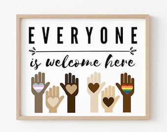 Printable Wall Art, Everyone Welcome, Diversity, Classroom Poster, Inclusion, Kids, Educational, Prints, Printables, Inclusion, download