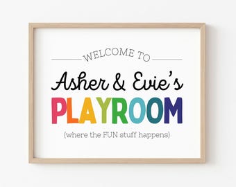 Kids Playroom Sign Personalized, Playroom Wall Art, Playroom Decor, Playroom Print, Kids Decor, Playroom Poster, Custom Prints, Playroom Art