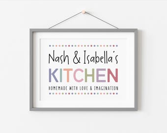 Personalized Play Kitchen Print: Kids Room Decor (Digital Download)