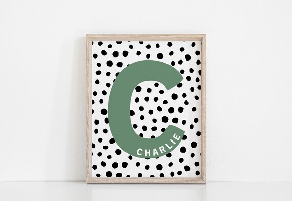 Custom Initial Print, Baby Room Art, Monogram Poster, Dot Letter Print, Nursery Wall Art, Kids Room Decor, Nursery Name Sign, Nursery Decor