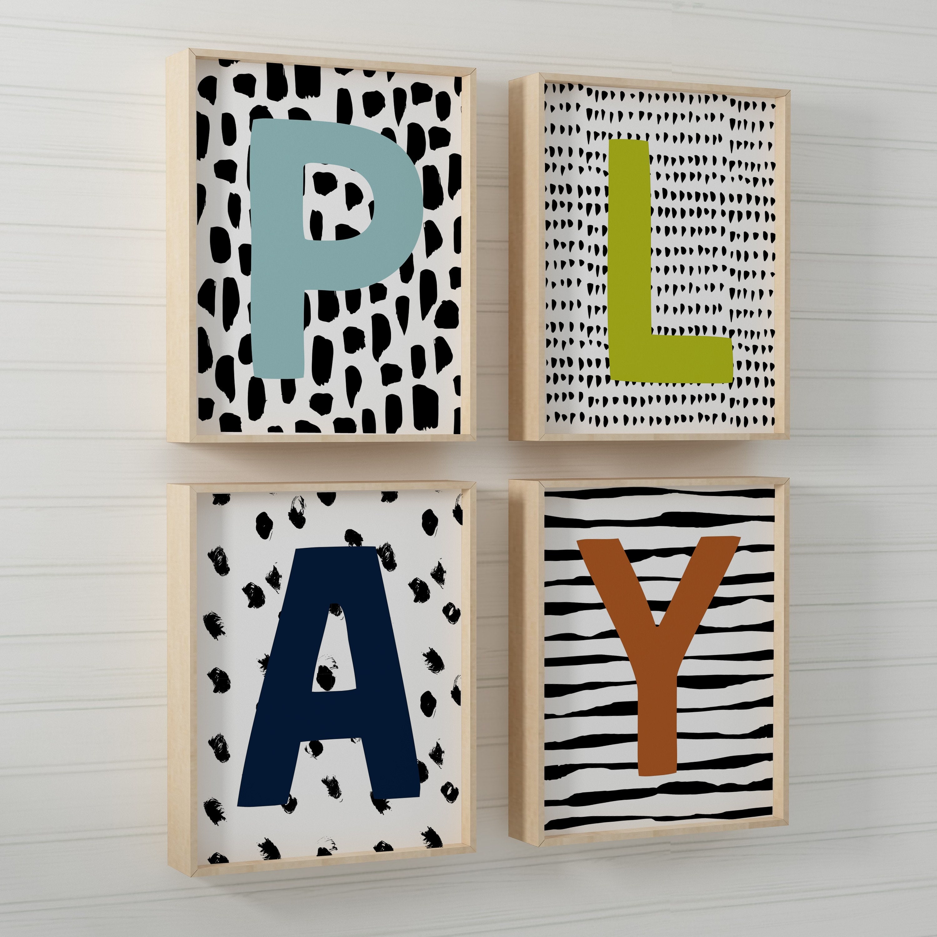 Art & Collectibles Digital Prints Set of Four Playroom Wall Art