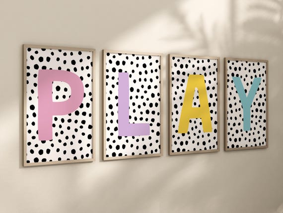 PLAY Letters Print Set: Playroom Wall Art (Digital Download)