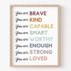 Impression Vous êtes une affirmation, décoration de la salle de classe, oeuvre d'art pour l'école à la maison, affiche motivante, décoration positive, salle de jeux, école à la maison, cadeau pour enfants