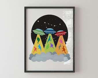 Dinosaurs in Space Wall Art, Space Poster, Space Theme, Space Prints, Space Nursery, Nursery Poster, Nursery Prints, Space Decor, Toddler
