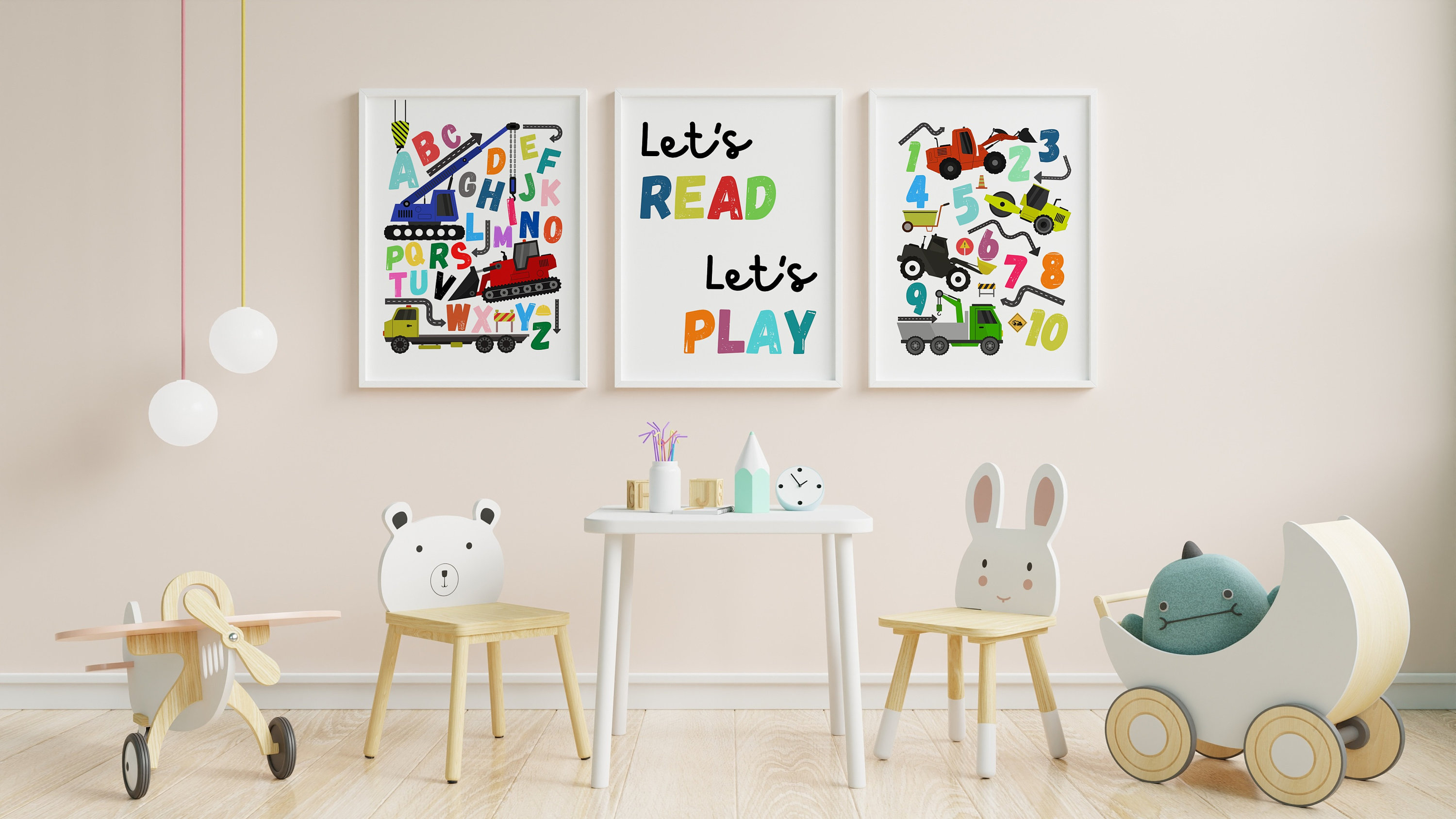 Playroom Wall Art Set of 3 Nursery Posters Toddler Wall Art Etsy