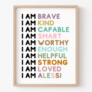 Kids Room Art, Kids Room Decor, Affirmations, Positive Art, Custom Name Sign, Gift for Kids, Nursery Art, Nursery Prints, Personalized Gift