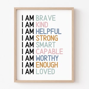 Bathroom Affirmation Print, Kids Bathroom Decor, Positive Affirmations, Gender Neutral, Rainbow Bathroom Art, Childs Room Decor, Printable