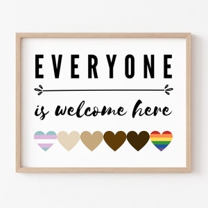 Printable Wall Art, Everyone Welcome, Diversity, Classroom Poster, Inclusion, Kids, Educational, Prints, Printables, Inclusion, Kindness