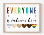 Everyone is Welcome Here, All Are Welcome Here Sign, Safe Space Poster, Safe Space Sign, Classroom Posters, Diversity Poster, Inclusive
