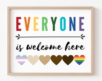 Everyone is Welcome Here, All Are Welcome Here Sign, Safe Space Poster, Safe Space Sign, Classroom Posters, Diversity Poster, Inclusive