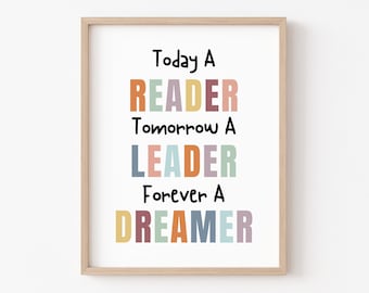 Today A Reader Poster: Boho Klassenzimmer Dekor (Digitaler Download)