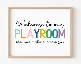 Playroom Welcome Sign, Playroom Wall Art, Playroom Poster, Playroom Decor, Playroom Art, Digital Download, Printable, Kids Room Art, Daycare